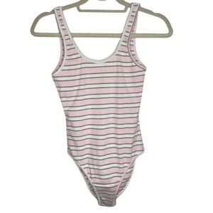 AMERICAN Apparel Pink Striped Bodysuit Size Small